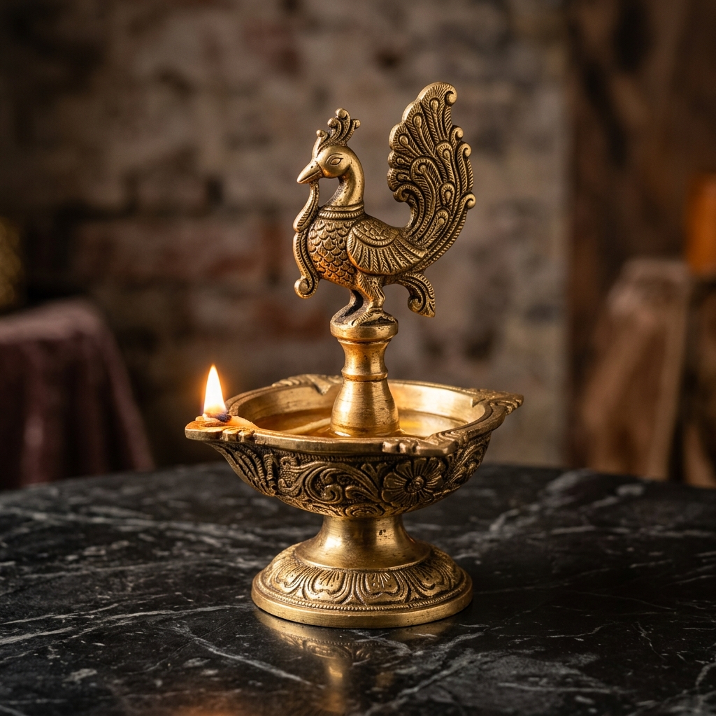 Royal Brass Peacock Diya